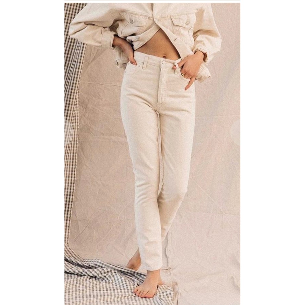 AGOLDE Remy Jean Off White High Rise Straight Leg Denim Ivory Size 31